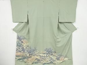 リサイクル　作家物　家屋に菊・松竹梅模様一つ紋色留袖